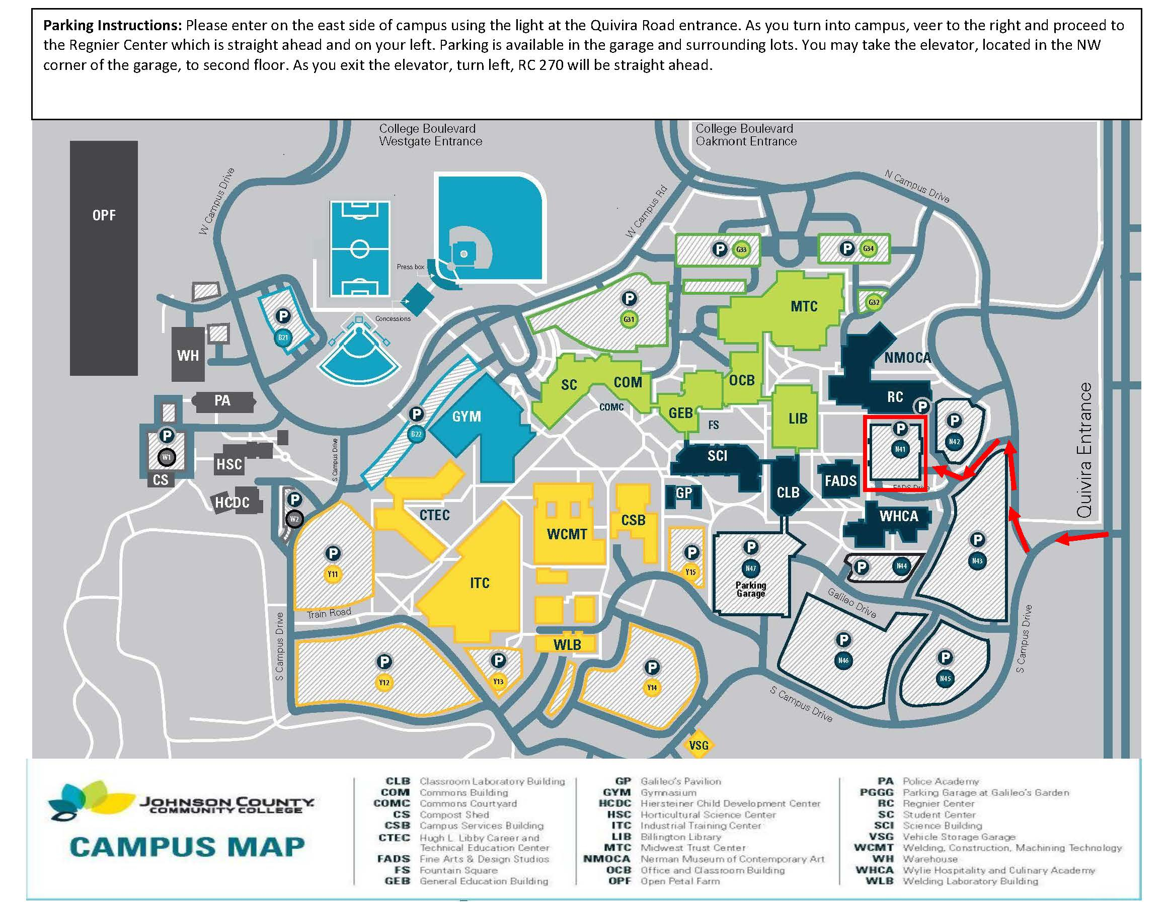 Parking Map JCCC